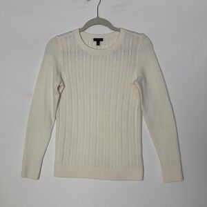 Talbots Women’s Sz XS Ivory Cable Knit Sweater With Button Cuffs Cotton Blend
